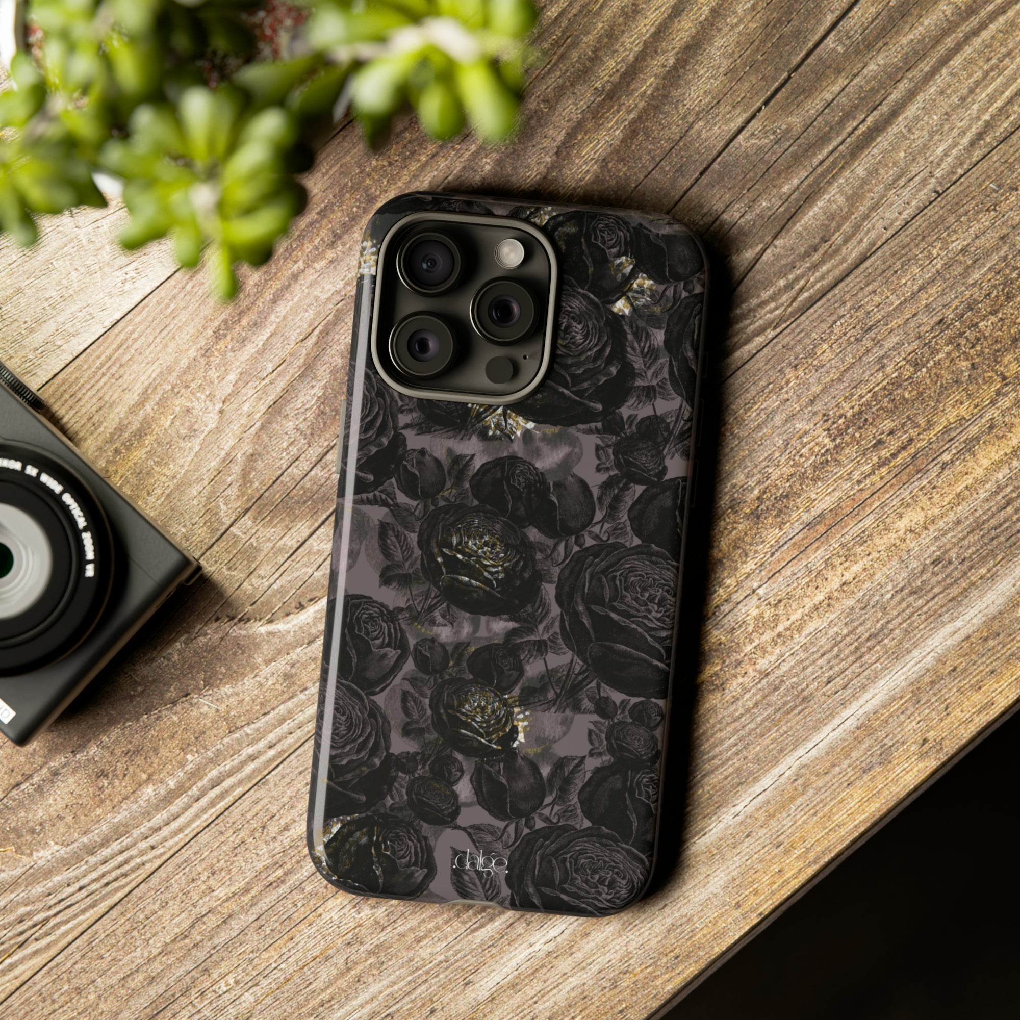 Dark floral Vintage phone case,Black retro Tough Case,iPhone 15 14 Pro Max|Glossy or Matte,Gothic, Galaxy Tough Case S23 S22 S21 Plus Ultra.-Phone Case-Dalge