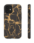 Marble Black and Gold Tough Case, iPhone Tough Case, Samsung Tough Case, Google Pixel Case, Gold marble  Phone Cover, iPhone Tough Case.