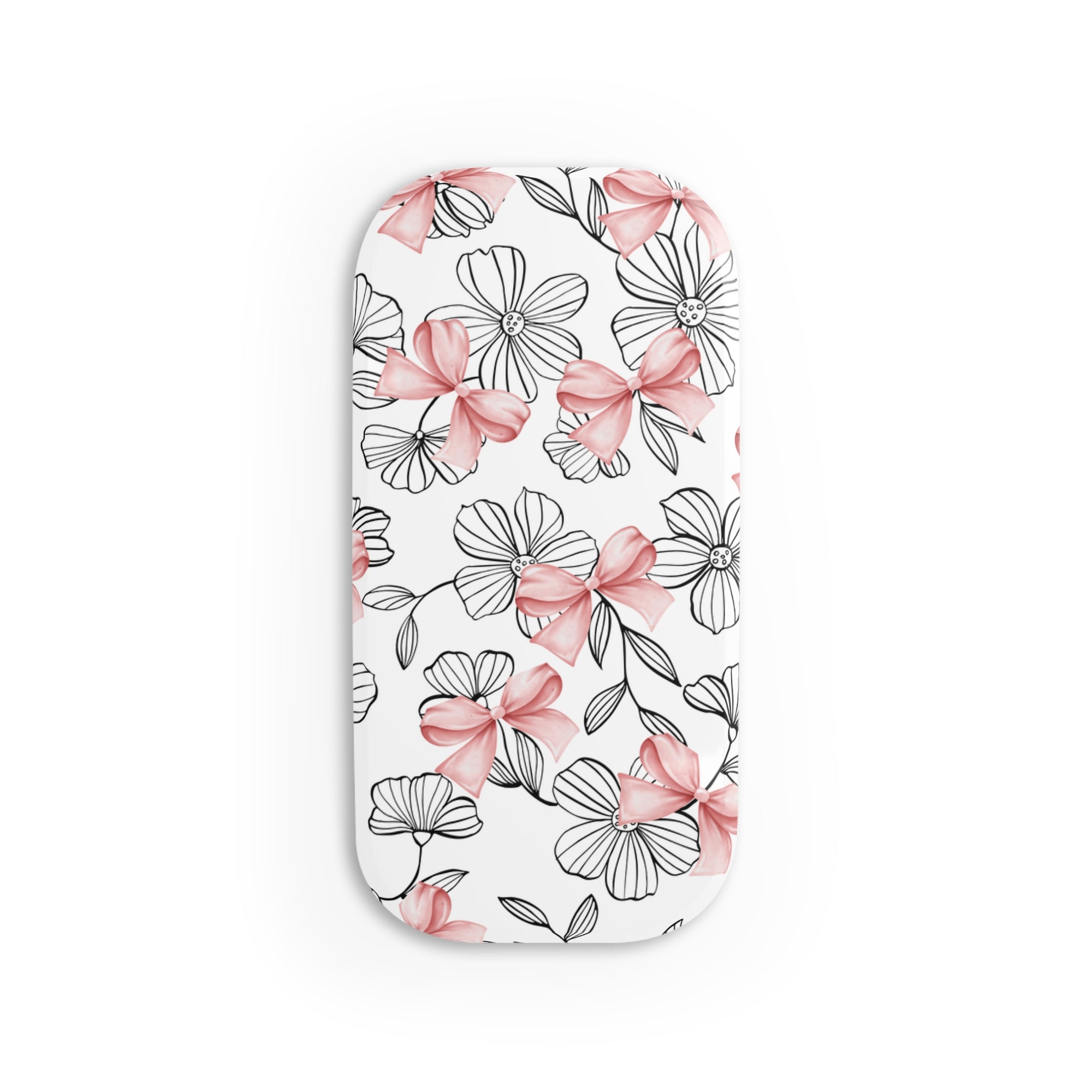 Phone Grip Holder Baby Room Flowers Black Graphic Baby Pink Bows