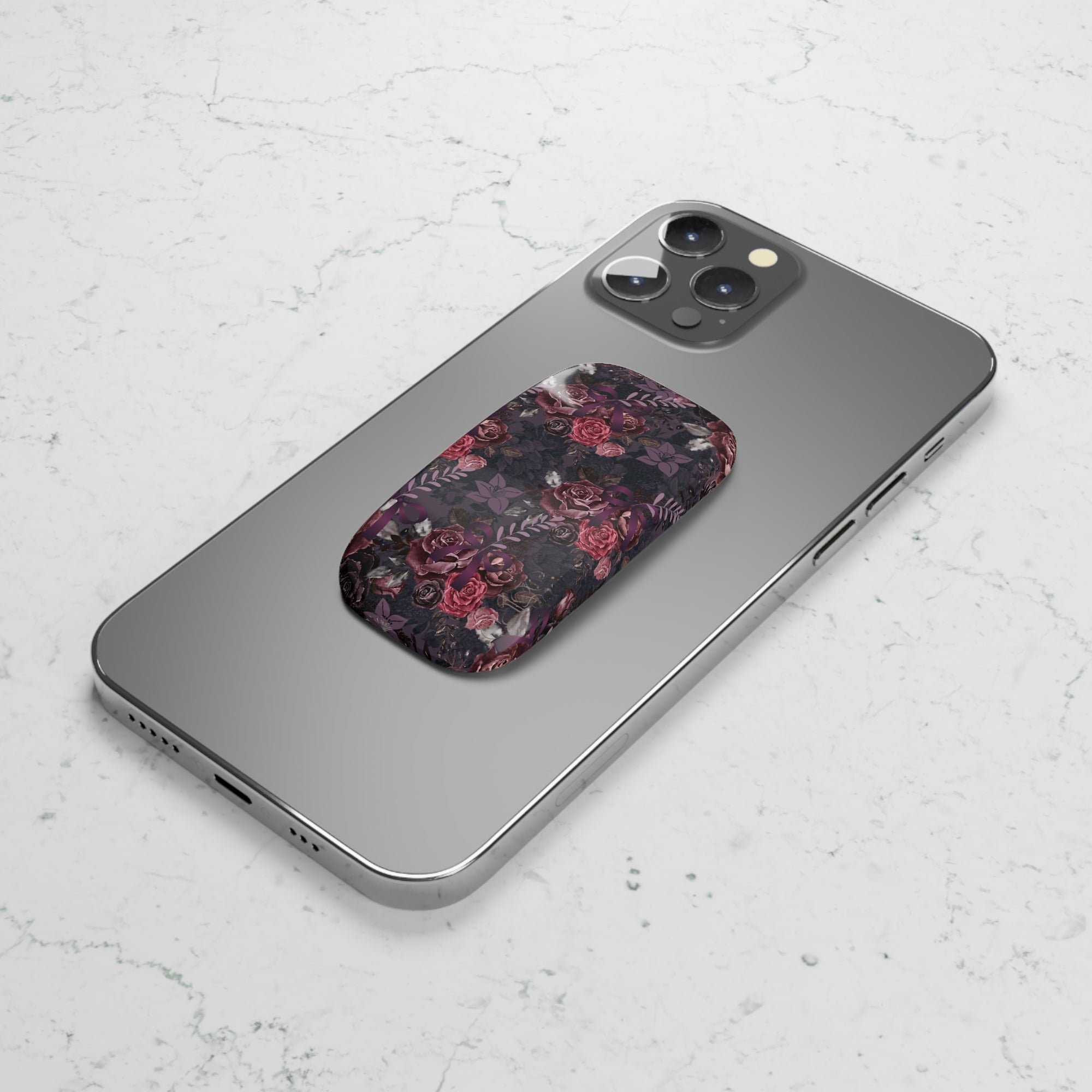 Dark Floral Phone Click-On Grip, Dark Floral Grip, Floral Grip, Phone Click-on, Phone Click-on grip, dark Click-on, Floral Grip-Accessories-Dalge