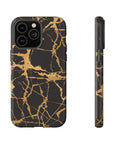 Marble Black and Gold Tough Case, iPhone Tough Case, Samsung Tough Case, Google Pixel Case, Gold marble  Phone Cover, iPhone Tough Case.