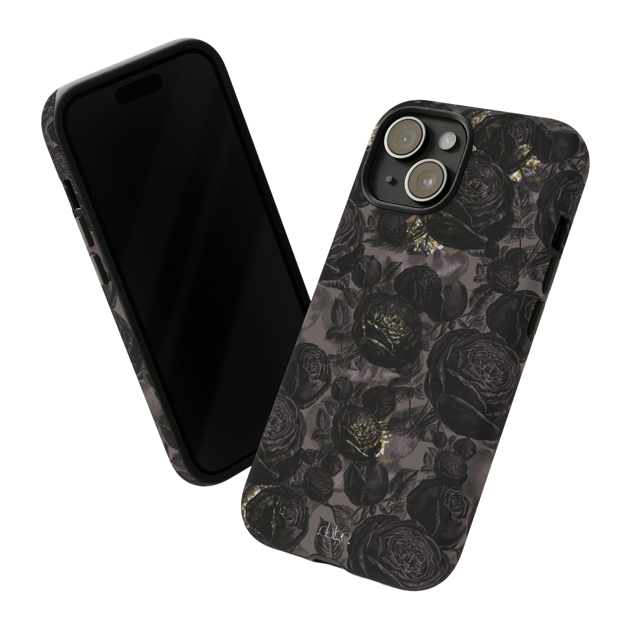 Dark floral Vintage phone case,Black retro Tough Case,iPhone 15 14 Pro Max|Glossy or Matte,Gothic, Galaxy Tough Case S23 S22 S21 Plus Ultra.-Phone Case-Dalge