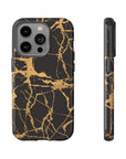 Marble Black and Gold Tough Case, iPhone Tough Case, Samsung Tough Case, Google Pixel Case, Gold marble  Phone Cover, iPhone Tough Case.