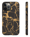 Marble Black and Gold Tough Case, iPhone Tough Case, Samsung Tough Case, Google Pixel Case, Gold marble  Phone Cover, iPhone Tough Case.