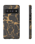 Marble Black and Gold Tough Case, iPhone Tough Case, Samsung Tough Case, Google Pixel Case, Gold marble  Phone Cover, iPhone Tough Case.