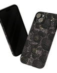 Dark floral Vintage phone case,Black retro Tough Case,iPhone 15 14 Pro Max|Glossy or Matte,Gothic, Galaxy Tough Case S23 S22 S21 Plus Ultra.-Phone Case-Dalge