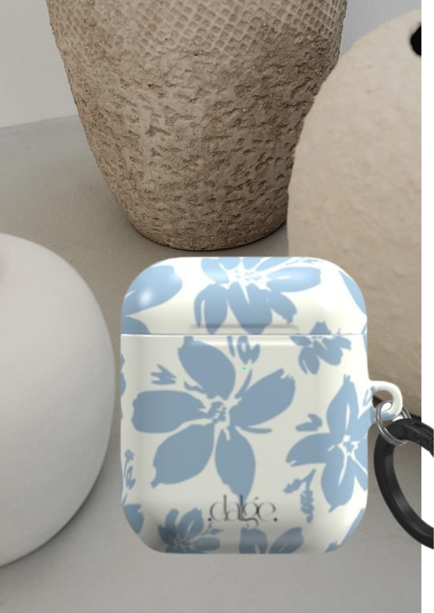 Cream Blue Aesthetic Pastel Floral AirPod Pro Case Full Wrapped design-Tech Accessories-Dalge