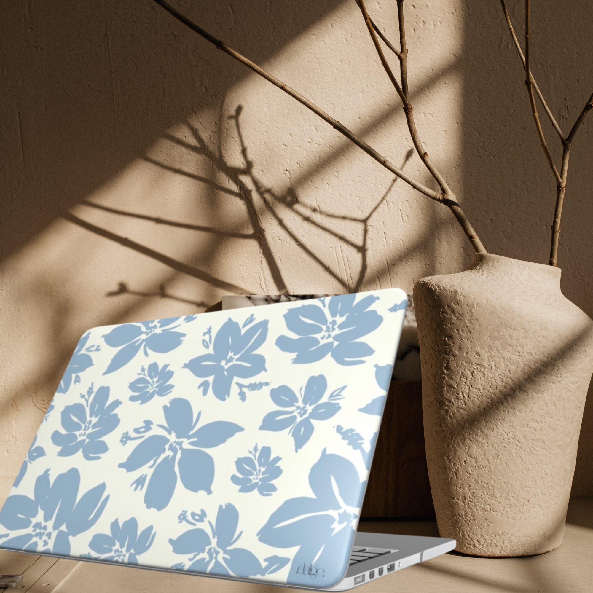 Cream Blue Pastel Floral MacBook Case-Tech Accessories-Dalge