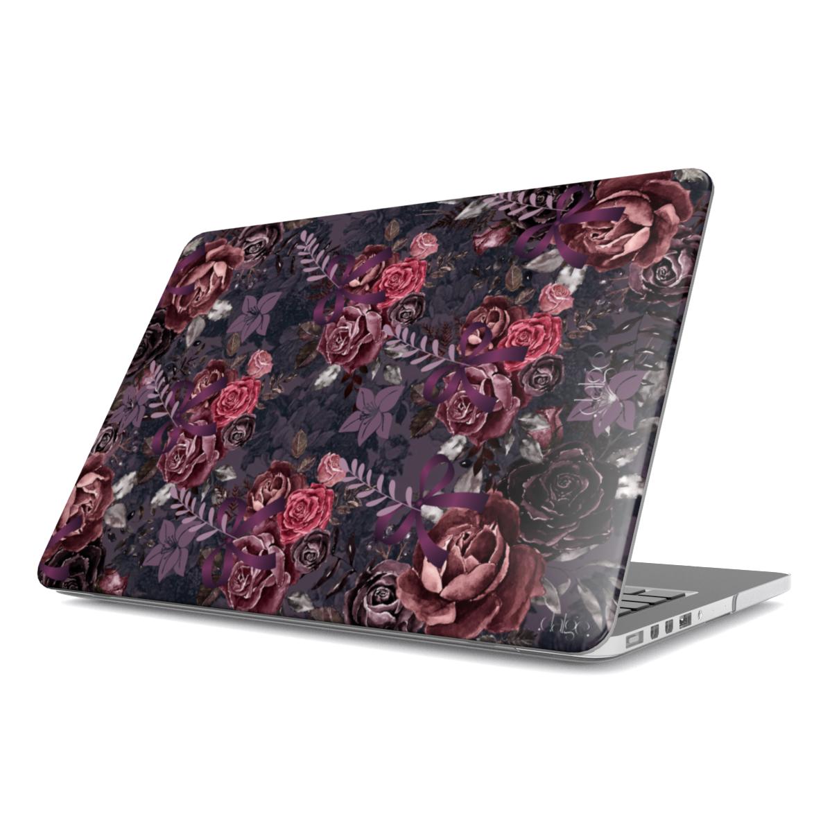 Dark Floral Purple Bow MacBook Case-Tech Accessories-Dalge