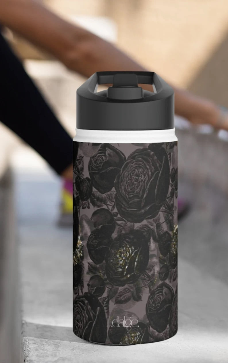 Dark Academia Stainless Steel Water Bottle, Dark Floral Water Bottle, Floral Drinkware, Dark Academia Drinkware, Vintage floral water bottle-Mug-Dalge