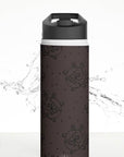 Dark Lace Stainless Steel Water Bottle, Black Floral Water Bottle, Dark Vintage Design Drinkware, vintage Lace, Vintage floral water bottle.-Mug-Dalge