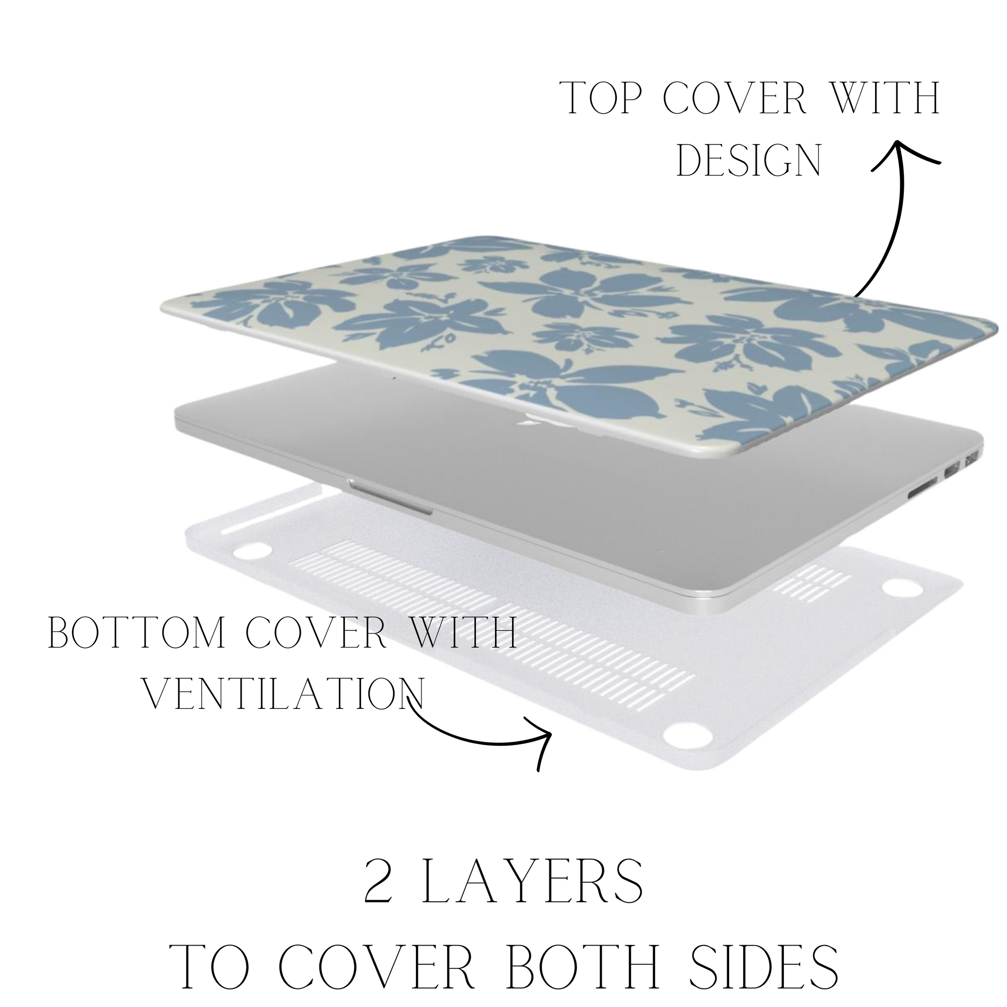 Cream Blue Pastel Floral MacBook Case-Tech Accessories-Dalge