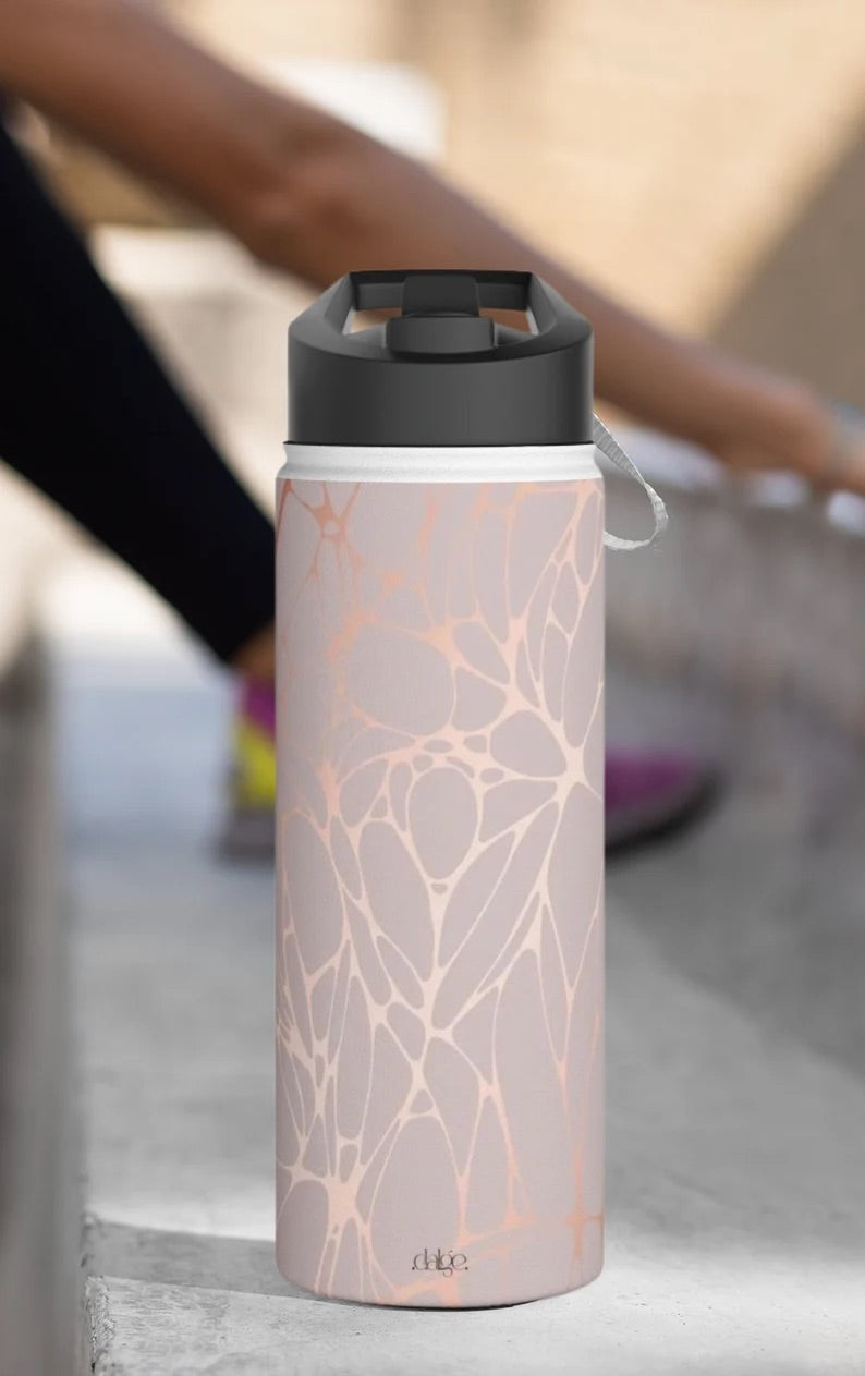 Rose Gold Stainless Steel Water Bottle, Rose Gold Water Bottle, Rose Gold Vintage Design Drinkware, vintage Drinkware, Trendy water bottle.-Mug-Dalge