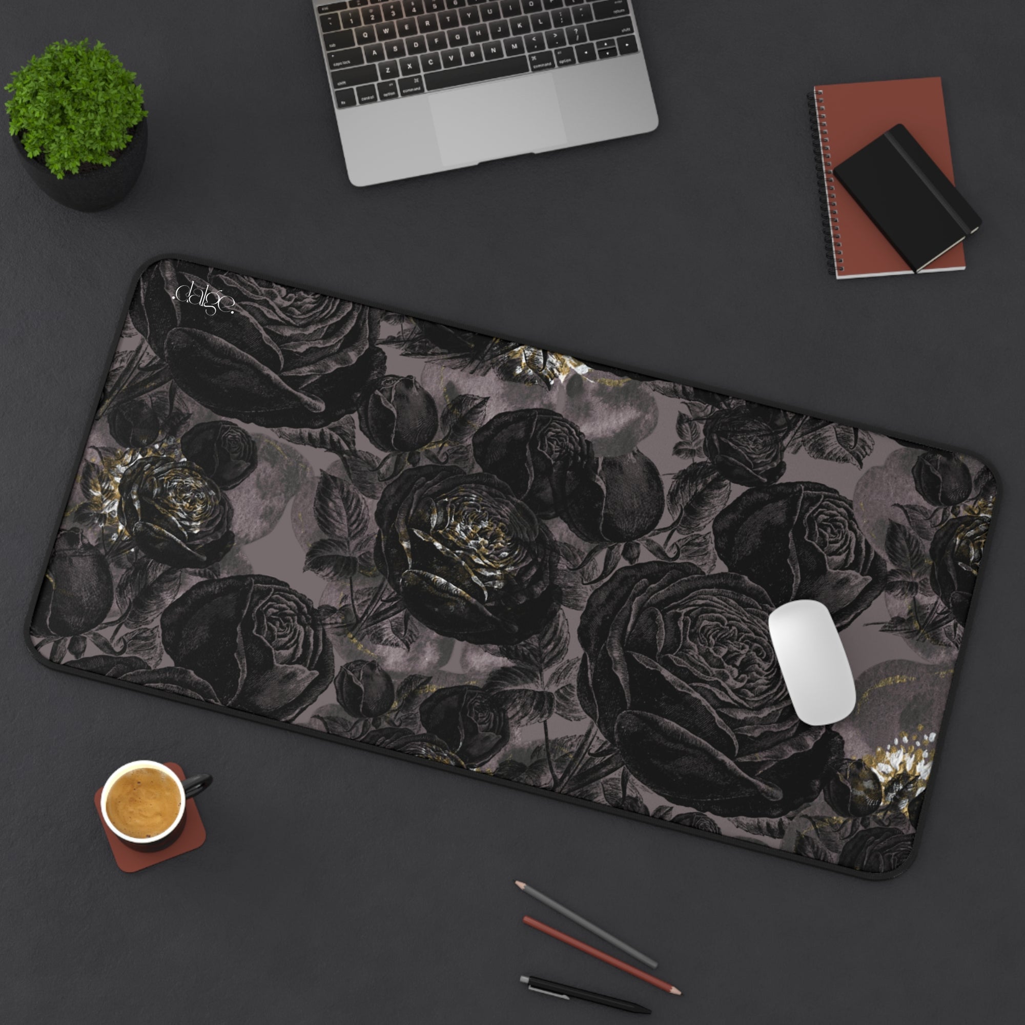 Dark Academia Desk Mat,Dark Floral Collection Mouse Pad-Home Decor-Dalge
