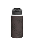 Dark Lace Stainless Steel Water Bottle, Black Floral Water Bottle, Dark Vintage Design Drinkware, vintage Lace, Vintage floral water bottle.-Mug-Dalge