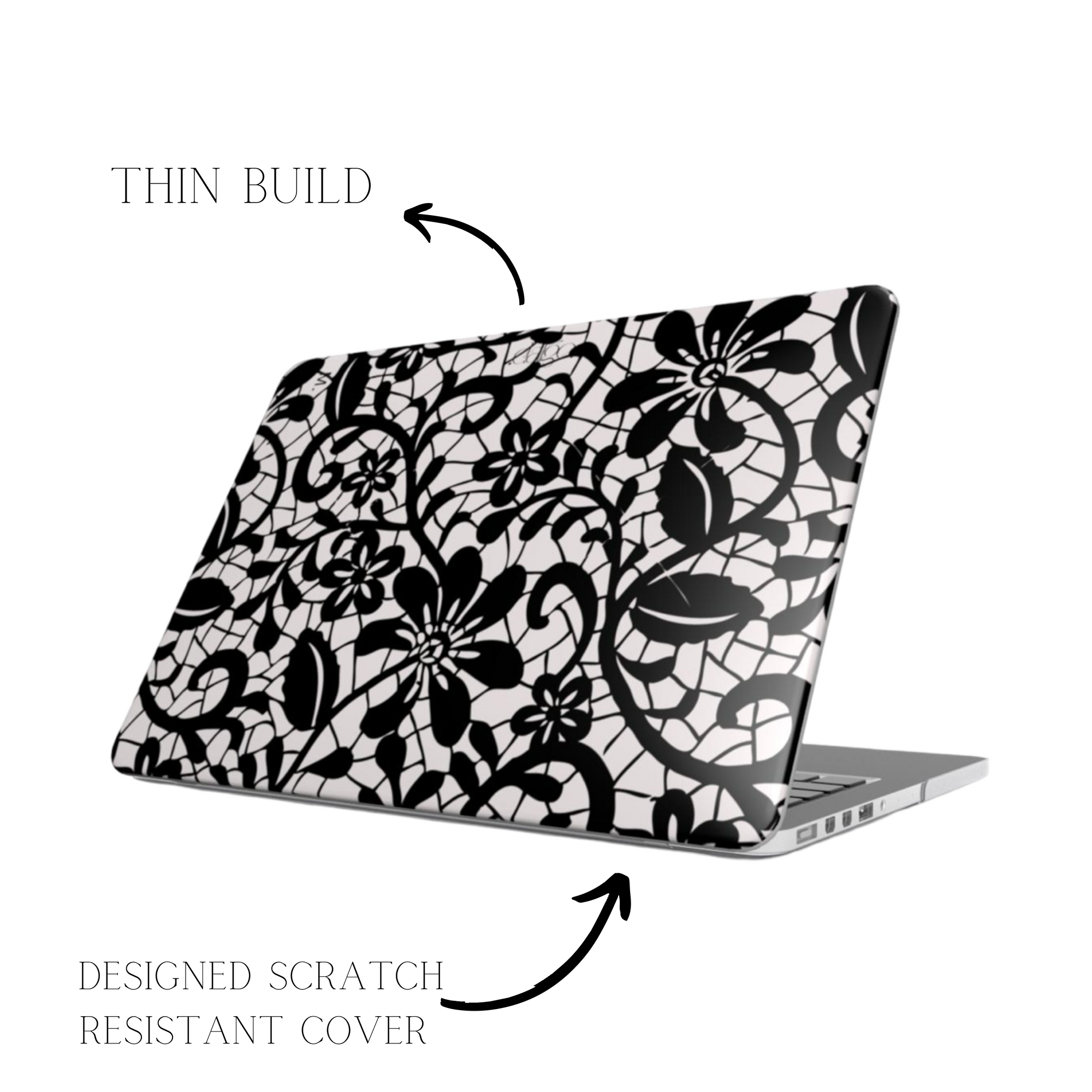 A Muse Laptop Case | Chic Black & White Floral