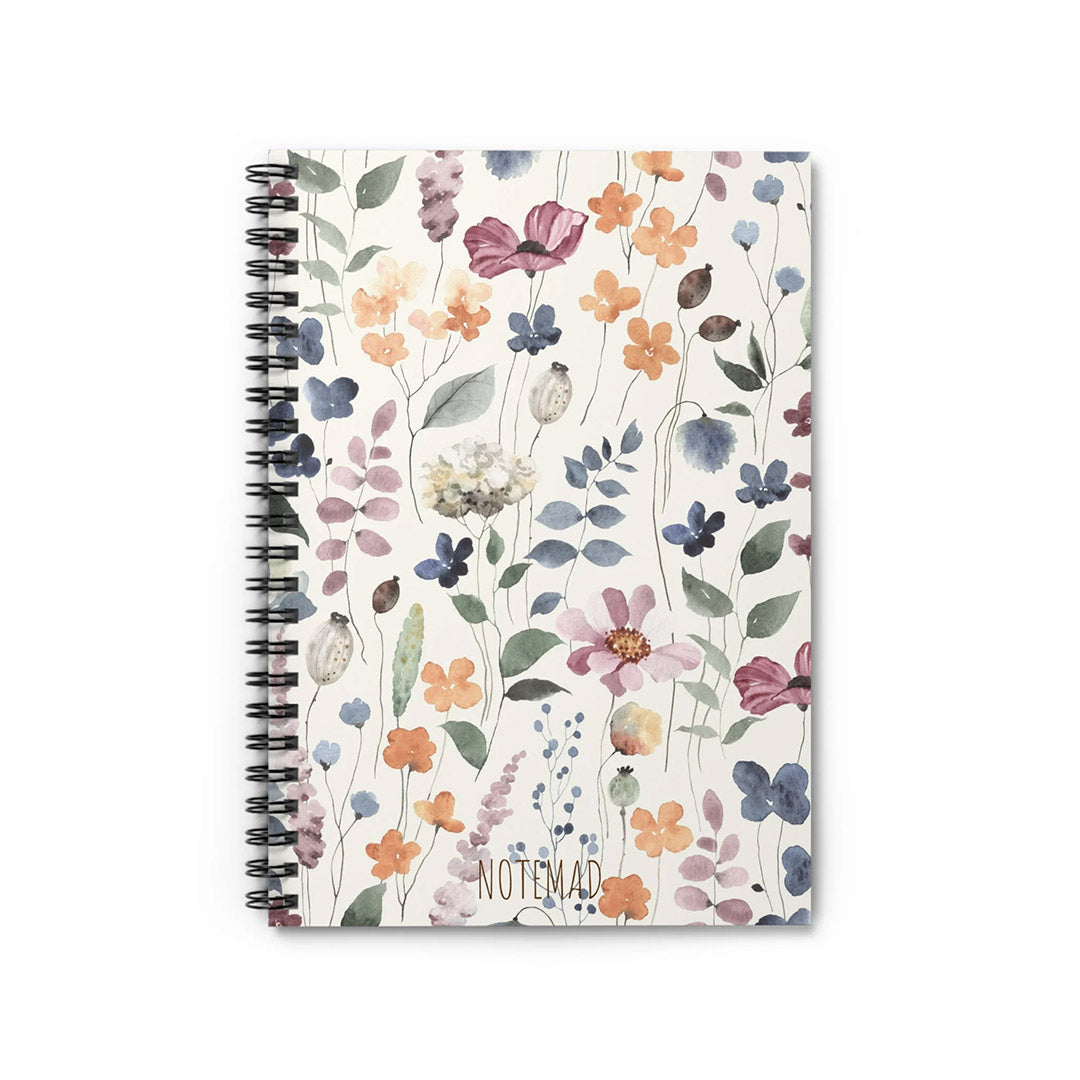 Vintage Flowers Spiral Notebook - Ruled Line-Notebooks-Dalge