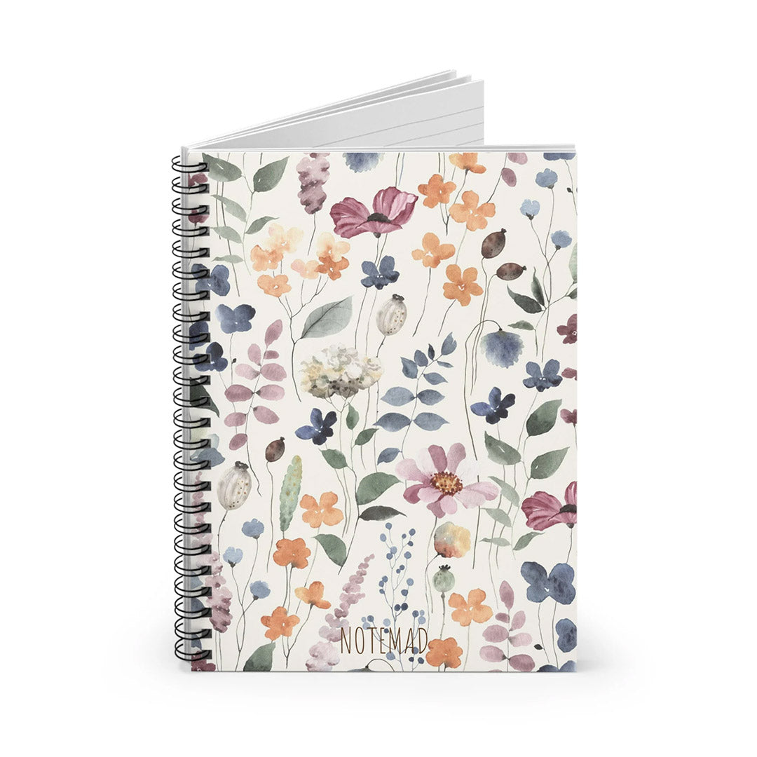 Vintage Flowers Spiral Notebook - Ruled Line-Notebooks-Dalge