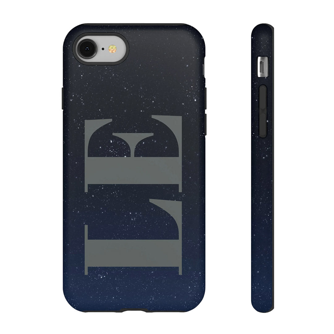 Personalized Midnight Blue Initials Tough Phone Case For iPhone 15, 14, 13 Pro Max For Samsung Galaxy S23 S22 Ultra Pixel 7 Gifts For Him-Phone Cases-Dalge