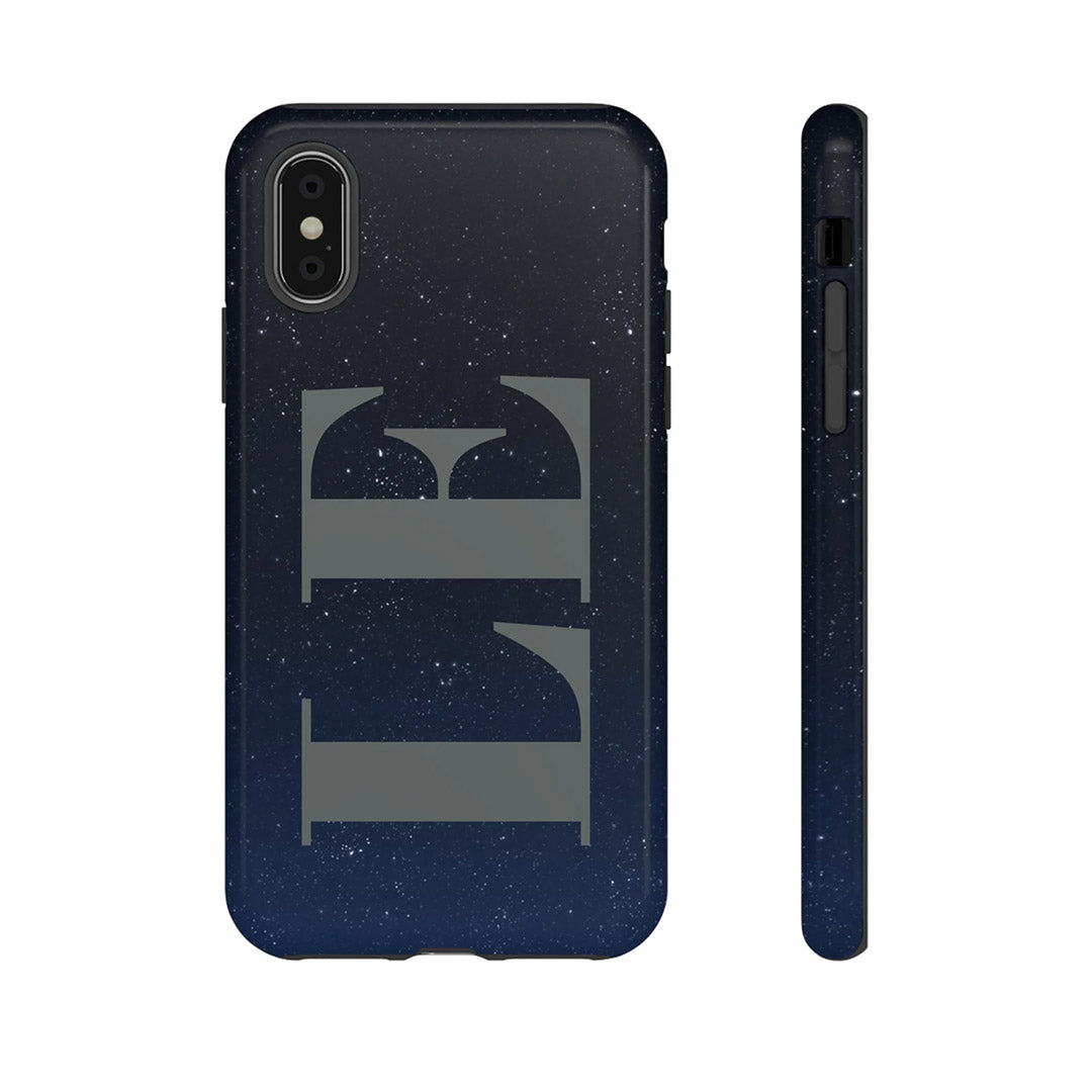 Personalized Midnight Blue Initials Tough Phone Case For iPhone 15, 14, 13 Pro Max For Samsung Galaxy S23 S22 Ultra Pixel 7 Gifts For Him-Phone Cases-Dalge