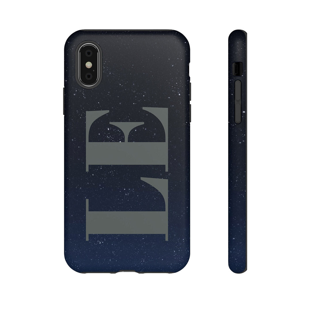 Personalized Midnight Blue Initials Tough Phone Case For iPhone 15, 14, 13 Pro Max For Samsung Galaxy S23 S22 Ultra Pixel 7 Gifts For Him-Phone Cases-Dalge