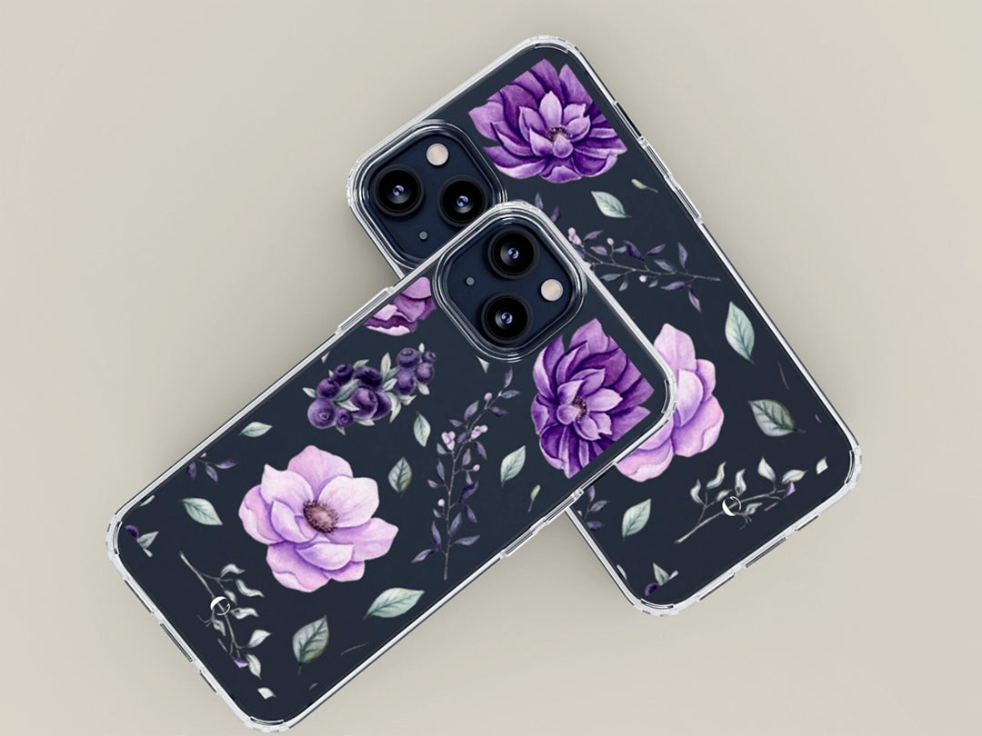 Dark Floral Aesthetic Clear Phone Case For iPhone 14 13 12 11 Galaxy S22 S21 Personalized Gift Idea, Cute Phone Case, Dark Floral Aesthetics-Phone Cases-Dalge