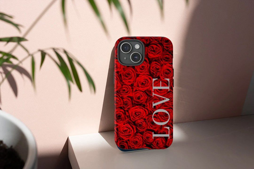 Floral Love Phone Case, For iPhone 15, 14, 13 Pro Max, iPhone 12, 11, iPhone XR, iPhone Mini, Samsung Galaxy, Google Pixel, Valentine's Gift Idea-Phone Cases-Dalge
