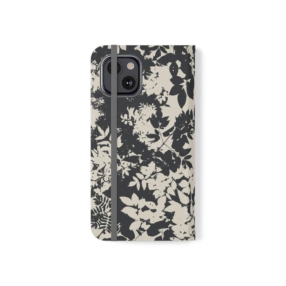 Black Versus White Flip Phone Case, Personalized Wallet Flip Case Custom Black And White Floral Gold For iPhone 13 12 11 Samsung Phone Case-Phone Cases-Dalge