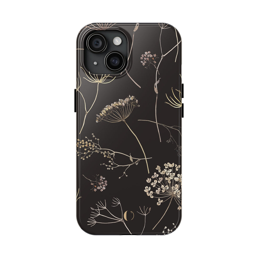 Dark Floral Tough Phone Case, For iPhone 15, iPhone 14, iPhone 13, iPhone 12, iPhone 11, iPhone Pro, iPhone Pro Max, iPhone 13 Mini, Gifts-Phone Cases-Dalge