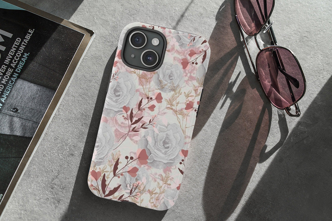 Shabby Chic Beige Tough Phone Case, iPhone 11, 12, 13, 14, 15 Pro Max, Pro, Plus, Mini, Galaxy S23, S22, Glossy, Matte, Vintage Phone Case, Antique-Phone Cases-Dalge