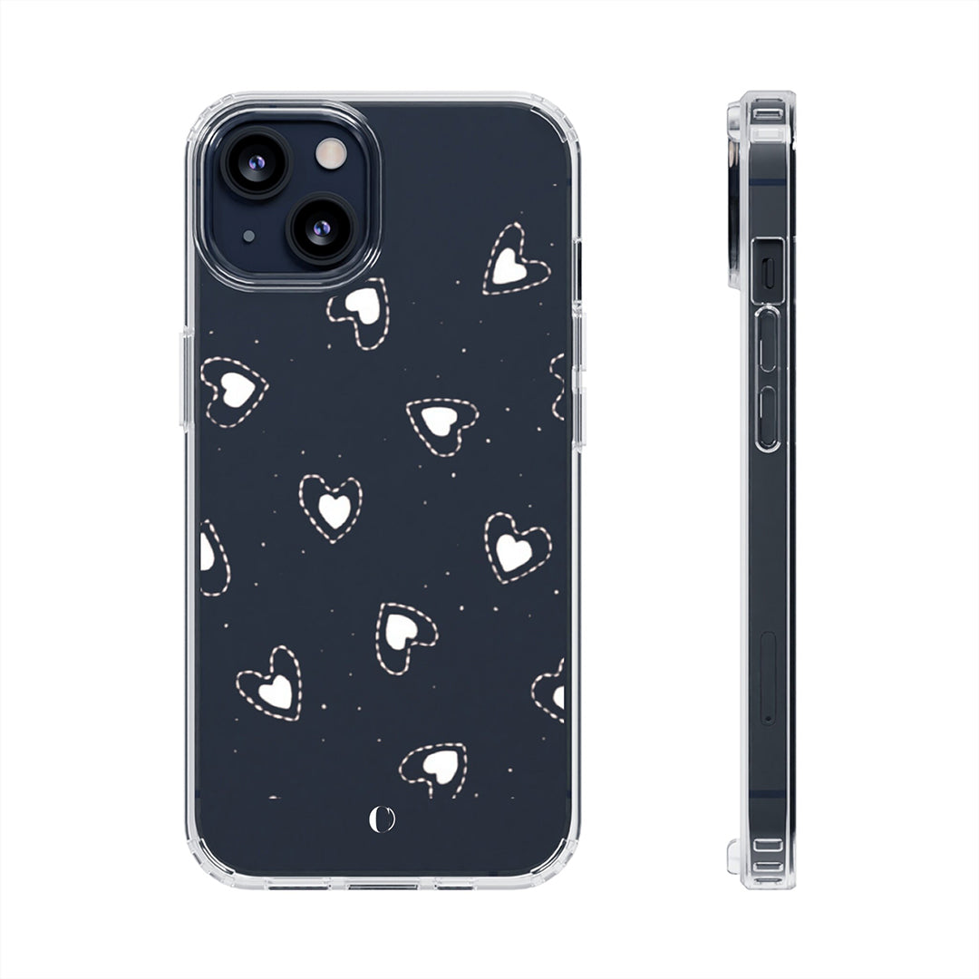 Heart Aesthetics Clear Phone Case For iPhone 14 13 12 11 Galaxy S22 S21 Personalized Gift Idea, Cute Phone Case, Black And White Aesthetics-Phone Cases-Dalge