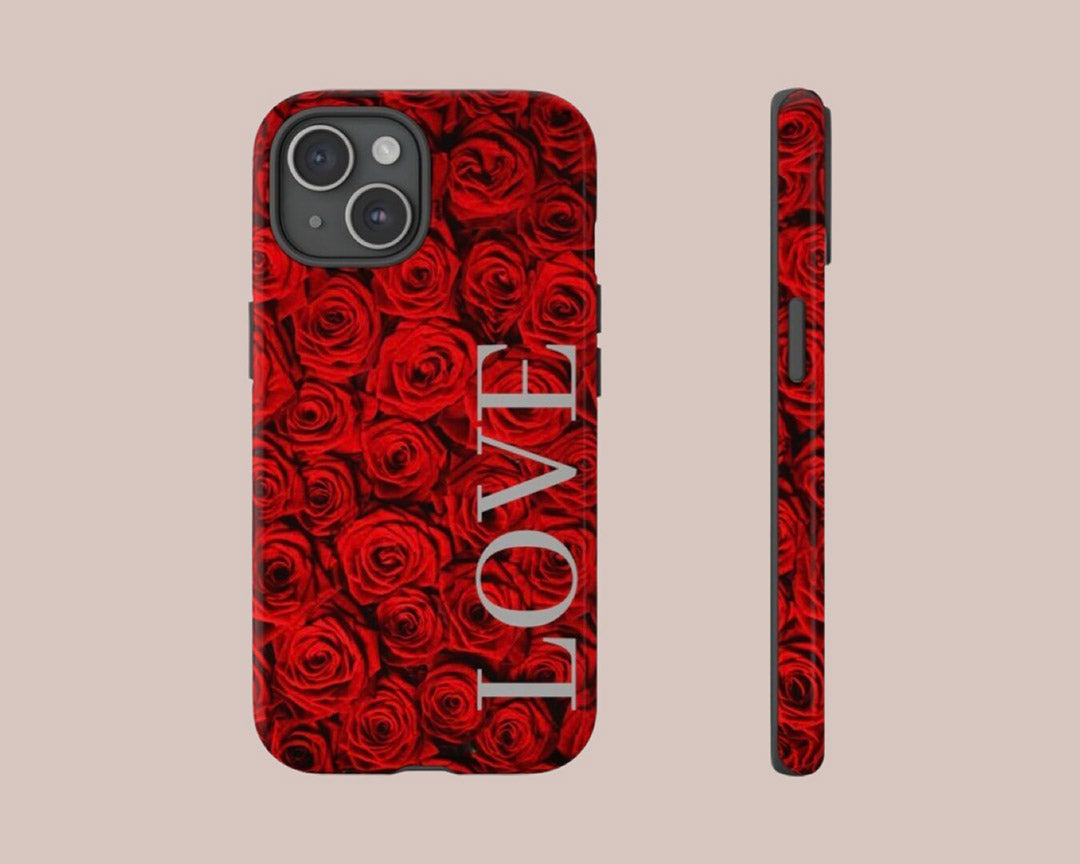 Floral Love Phone Case, For iPhone 15, 14, 13 Pro Max, iPhone 12, 11, iPhone XR, iPhone Mini, Samsung Galaxy, Google Pixel, Valentine's Gift Idea-Phone Cases-Dalge