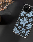 Cream Blue Aesthetic Floral Clear Phone Case For iPhone 14 13 12 11 Galaxy S22 S21, Sleek Phone Case, Modern Phone Case, Dark Aesthetics-Phone Cases-Dalge