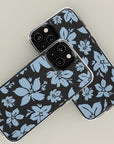 Cream Blue Aesthetic Floral Clear Phone Case For iPhone 14 13 12 11 Galaxy S22 S21, Sleek Phone Case, Modern Phone Case, Dark Aesthetics-Phone Cases-Dalge