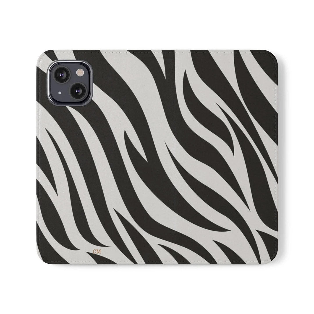 Personalized Wallet Flip Case Custom Black And White Flip Phone Case For iPhone 13 12 11 8 Samsung Galaxy S22 Zebra Print Flip Case-Phone Cases-Dalge