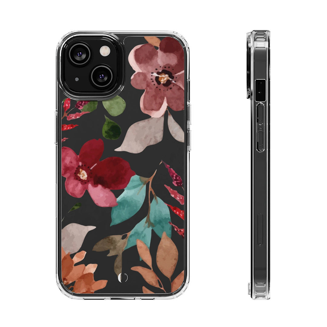 Fall Aesthetic Floral Clear Phone Case For iPhone 14 13 12 11 Galaxy S22 S21 Personalized Gift Idea, Cute Phone Case, Flower Case-Phone Cases-Dalge
