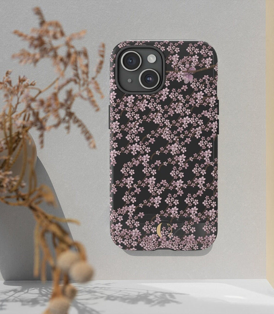 Dark Floral Tough Case, Samsung Galaxy Tough Phone Cases S21, S22, S23 Plus, Ultra|, iPhone 15, Victorian Gothic Floral, Glossy Or Matte-Phone Cases-Dalge