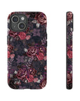 Dark Floral Tough Case, Dark Phone Case For iPhone 15, iPhone 14, Galaxy S23, S22, Dark Aesthetic Academia, Moody Floral Art Case-Phone Cases-Dalge