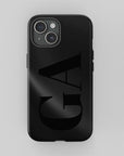 Personalized Subtle Black Initials Phone Case For iPhone 15, 14 Pro Max, Phone Case For Samsung Galaxy S23, S22 Ultra, Pixel 7, Tough Case For iPhone-Phone Cases-Dalge